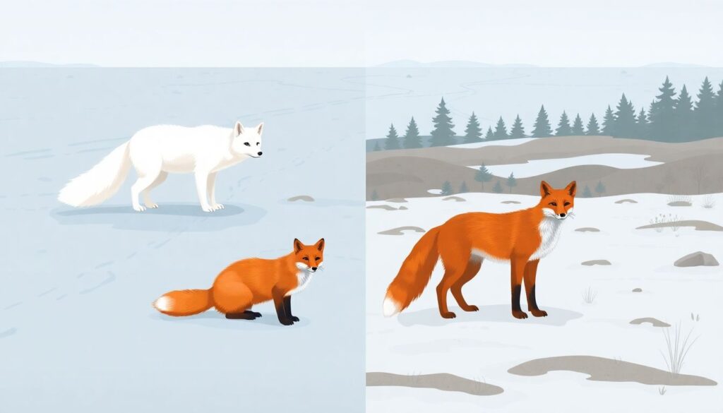 Чем отличаются арктическая (песец) и обыкновенная лиса: сравнение внешности, рациона и среды обитания - иллюстрация