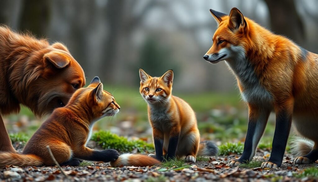 Соседство с другими животными: как лиса уживается с собаками, кошками и грызунами - иллюстрация