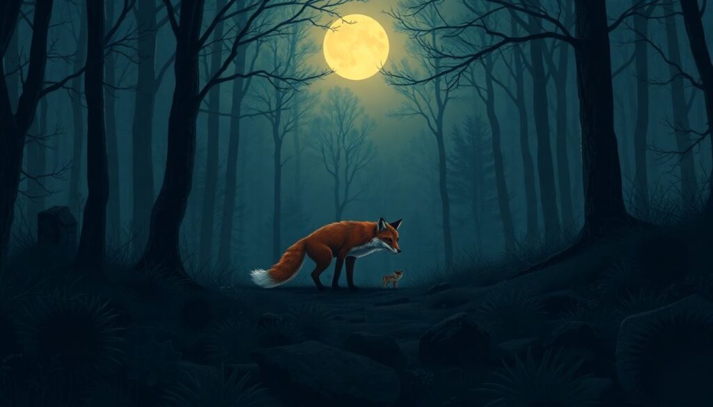 Ночная жизнь лисы: как она охотится, ориентируется и защищает свою территорию - иллюстрация