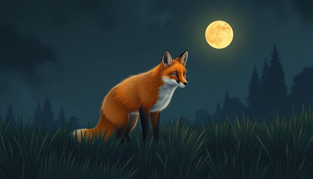Ночная жизнь лисы: как она охотится, ориентируется и защищает свою территорию - иллюстрация