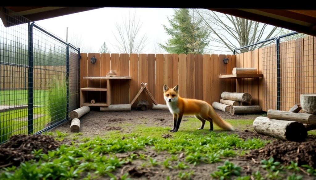 Как оборудовать безопасный и комфортный вольер для домашней лисы - иллюстрация