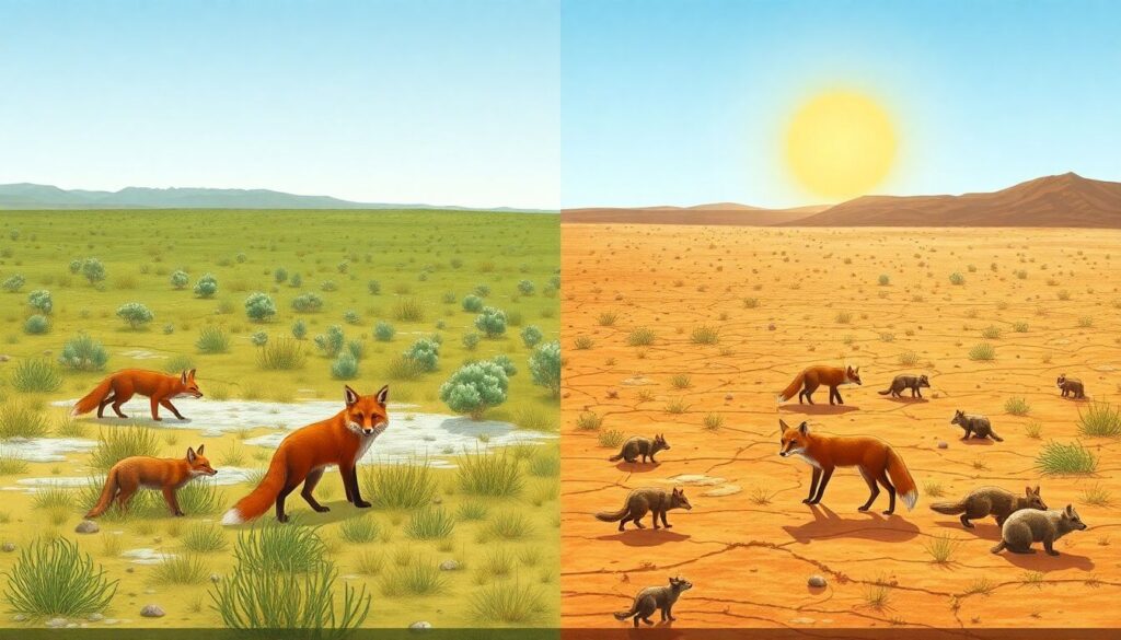 Как климатические изменения влияют на ареал обитания разных видов лисиц - иллюстрация